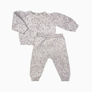 Ensemble pull et pantalon avoine 'confettis' en tricot de coton 12-18M