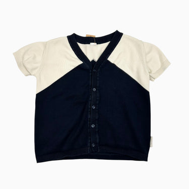 Cardigan marine et vanile en tricot de coton 5-6Y