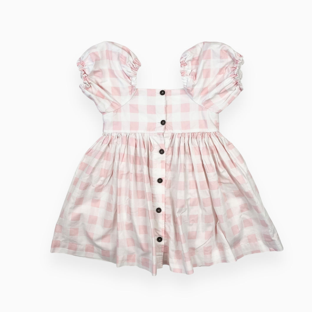 Robe en coton à manches ballons et motif vichy 4Y