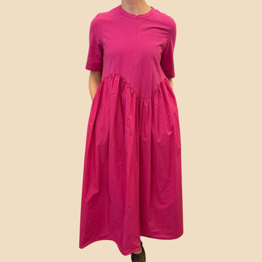 Robe maxi fushia coupe princesse en coton et spandex pour femmes M