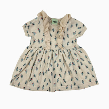 Robe vanille fleurie en tricot 6-12M