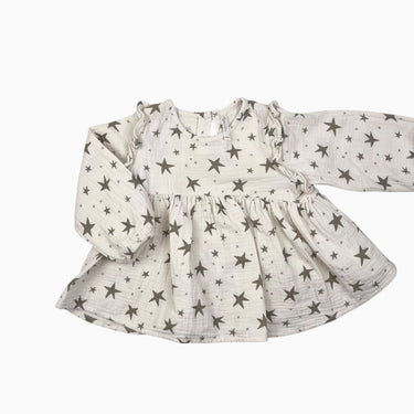 Robe vanille 'étoiles' en mousseline 18-24M