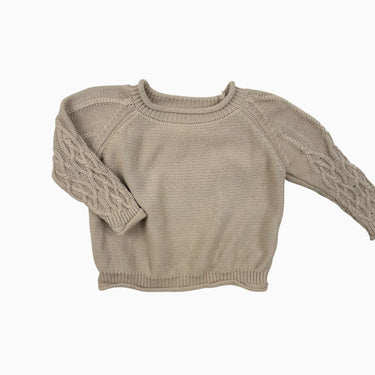 Pull greige en tricot de coton 6-9M