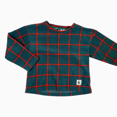 Pull vert carreauté en polar 7-9Y