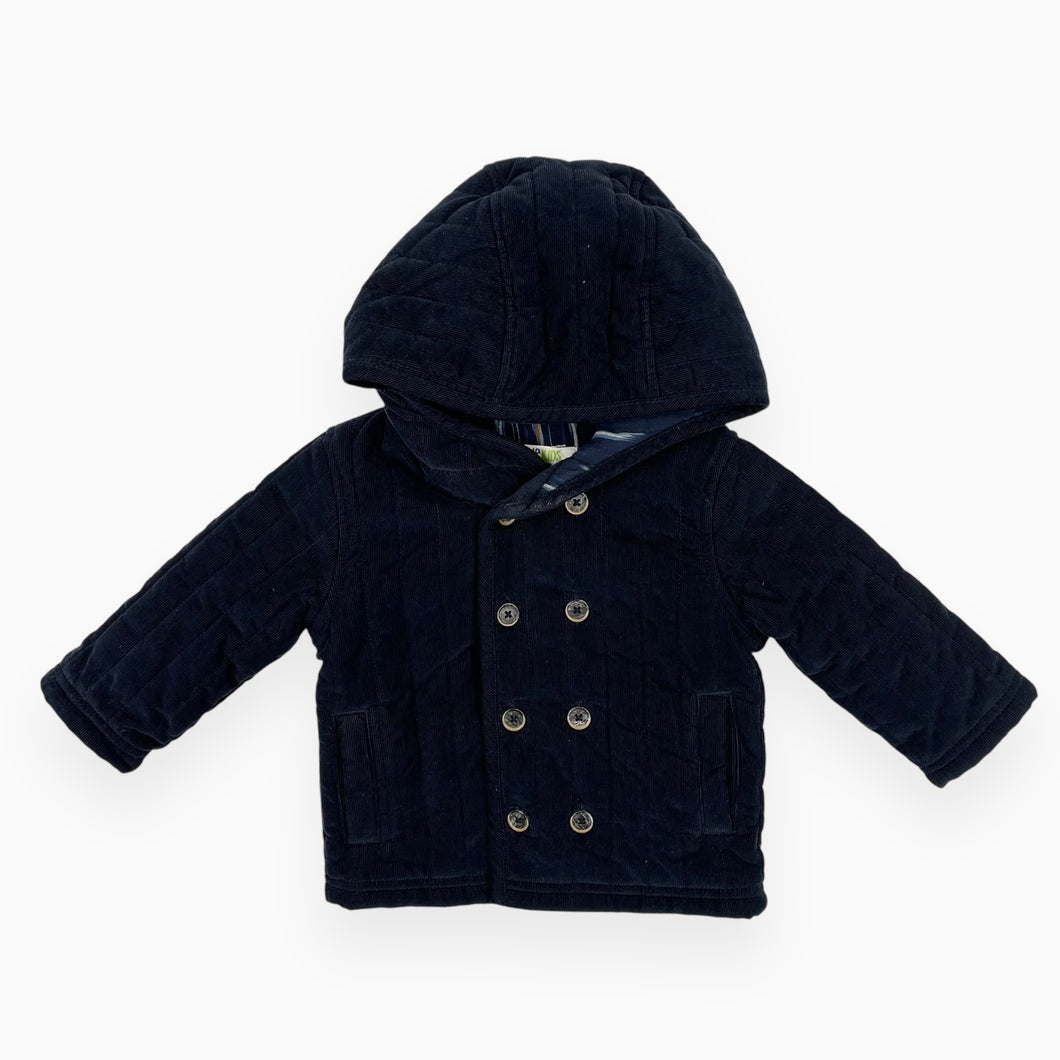 Manteau bleu marine matelassé en corduroy brossé doublé en coton 12M