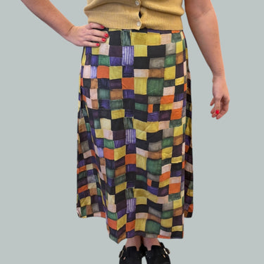 Jupe maxi carreautée colorée en lyocell pour femmes L