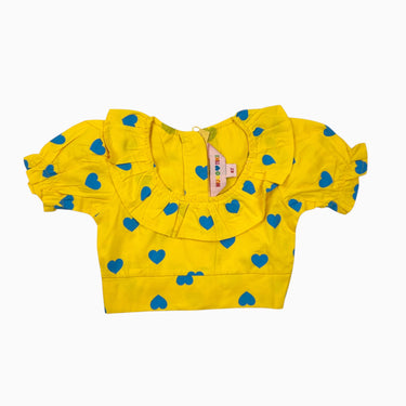 Haut cropped jaune 'coeurs bleus' 4Y