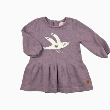 Robe mauve en tricot à pointelle 9-12M