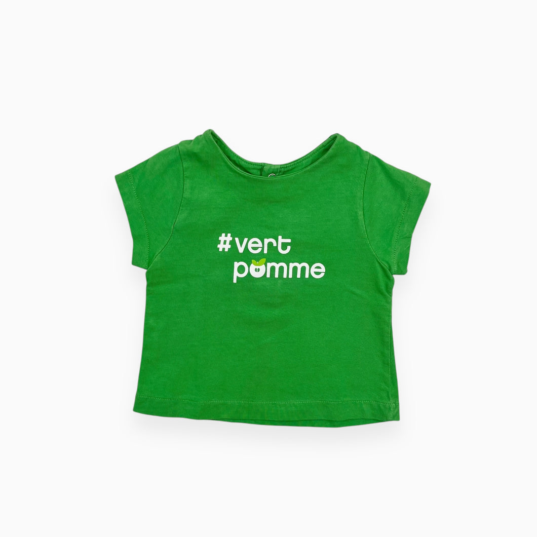 T-shirt vert pomme en coton 12M