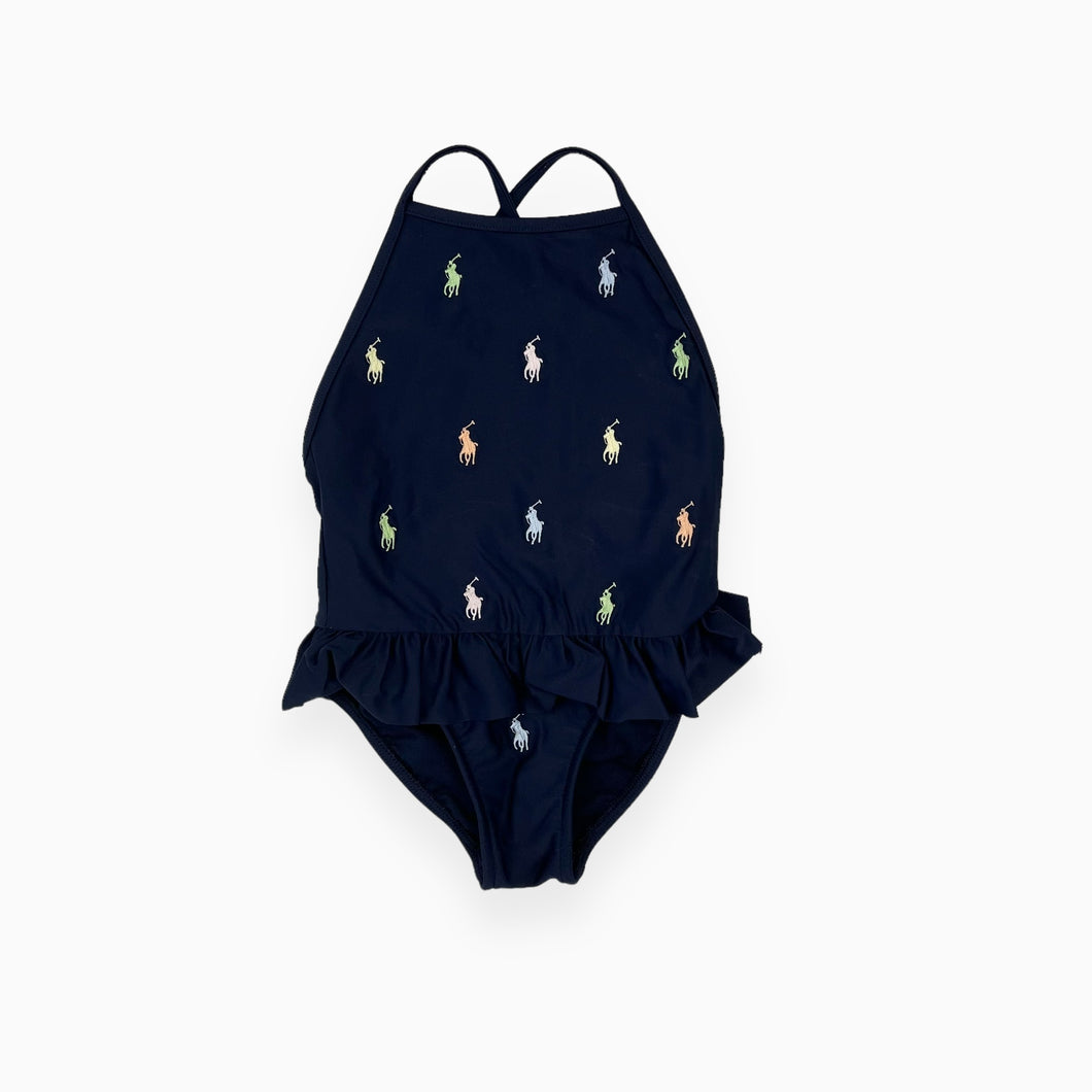 Maillot bleu marine en nylon élastane avec broderies 9M