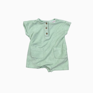 Combi verte pastel en ratine 6-9M