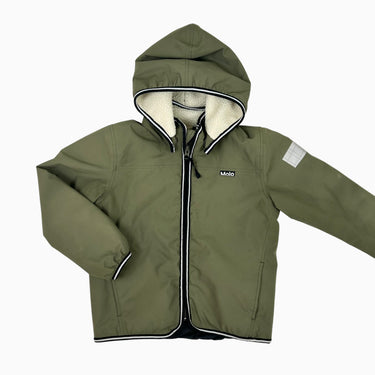 Manteau mi-saison vert olive à capuchon en poly recyclé 110-116 5-6Y
