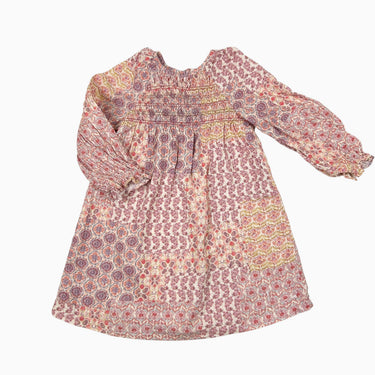 Robe à motifs roses à smock 3-4Y