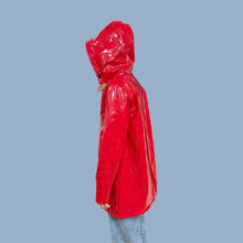 Charger l&#39;image dans la galerie, Imperméable ciré rouge doublé en coton pour femmes 36EU
