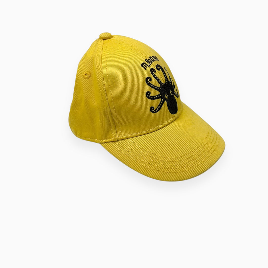 Casquette jaune soleil en coton avec pieuvre brodée 44-46cm (6-12M)