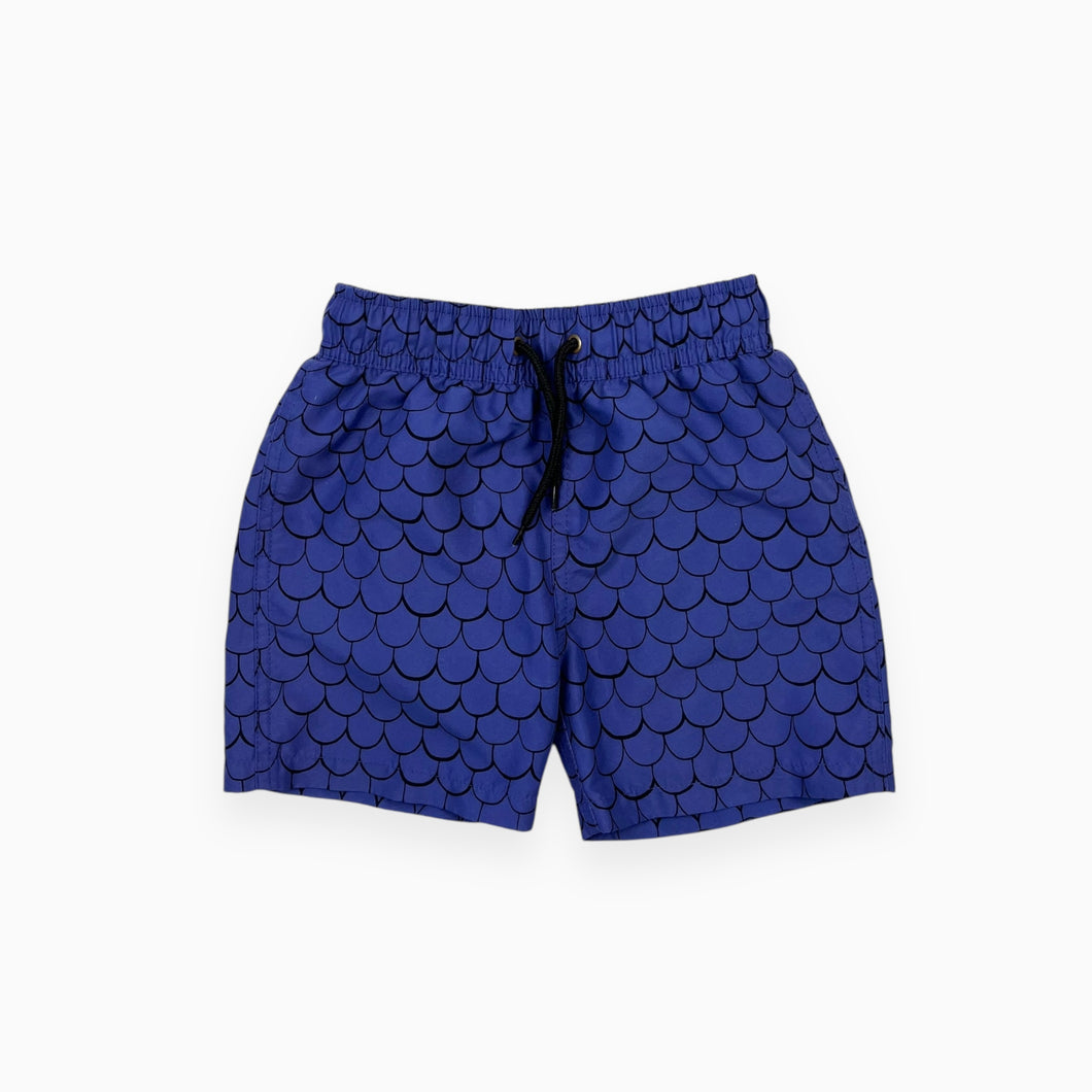 Maillot short violet avec culotte intégré à imprimé écaille en poly recyclé 104-110 (3-5Y)