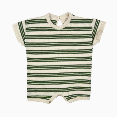 Combi short à rayures vertes en tricot de coton bio 6-12M