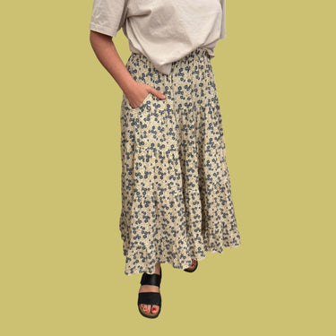 Jupe maxi fleurie en coton pour femmes M