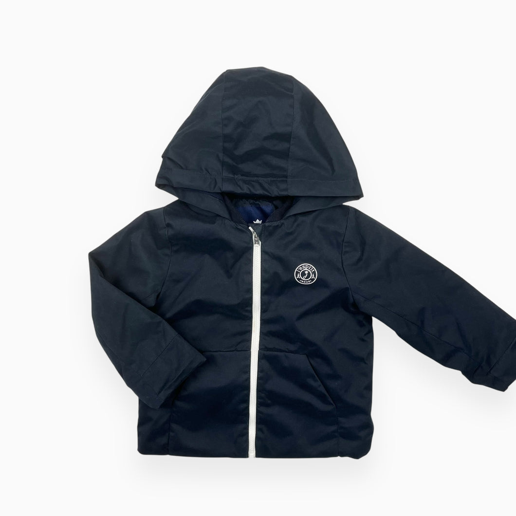 Manteau bleu marine mi-saison en polyamide et poly doublé en poly et viscose 24M