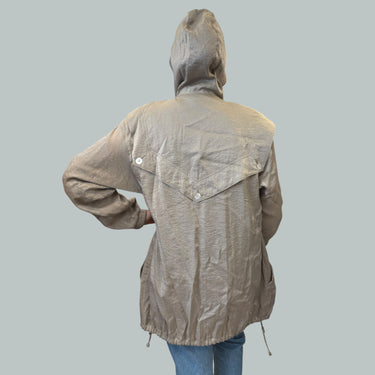 Manteau vintage champagne scintillante avec boutons 'shells' pour femmes M