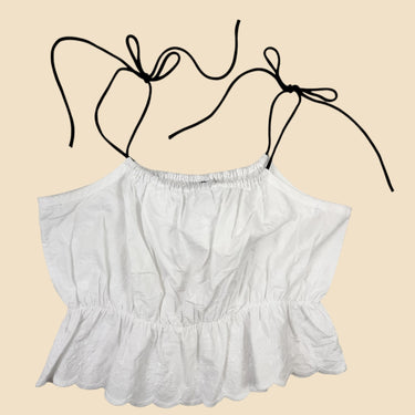 Camisole blanche avec broderie pour femmes S-M