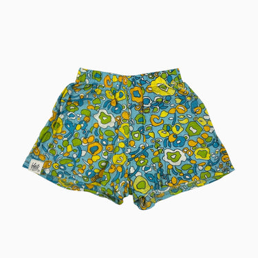 Short bleu à motifs abstraits en mousseline 3-4Y