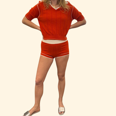 Short orange en tricot de cachemire pour femmes M