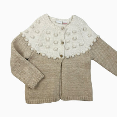 Cardigan blanc et crème 'popcorn' en tricot 4-5Y