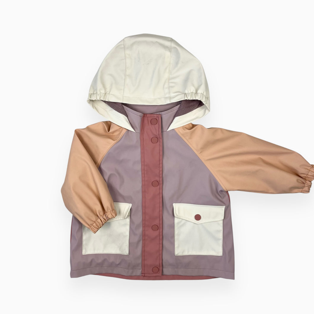 Manteau style imperméable colorblock doublé en coton 9-12M