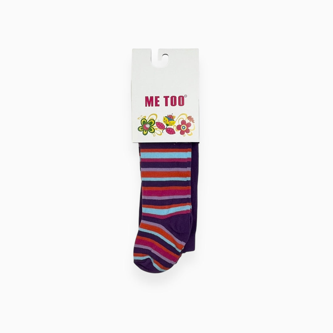 Bas collants violet en coton et polyamide à rayures colorées 80-86 (12-18M)