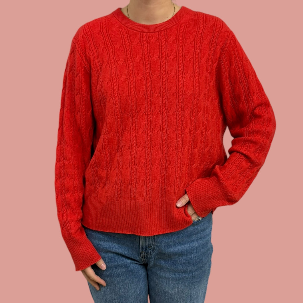 Pull orange-rouge 100% cachemire pour femmes M