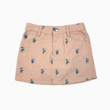 Jupe rose fleurie en corduroy 5Y