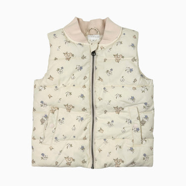 Manteau sans manche style puffer vanille fleuri 3Y