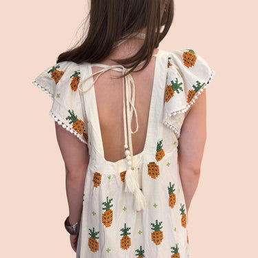 Robe maxi blanche 'ananas' en coton pour femmes M