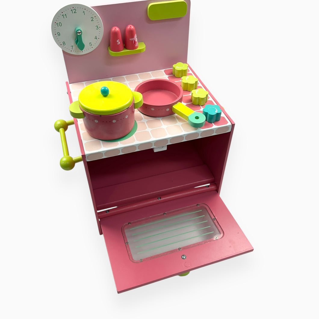 Mini cuisinette avec accessoires en bois