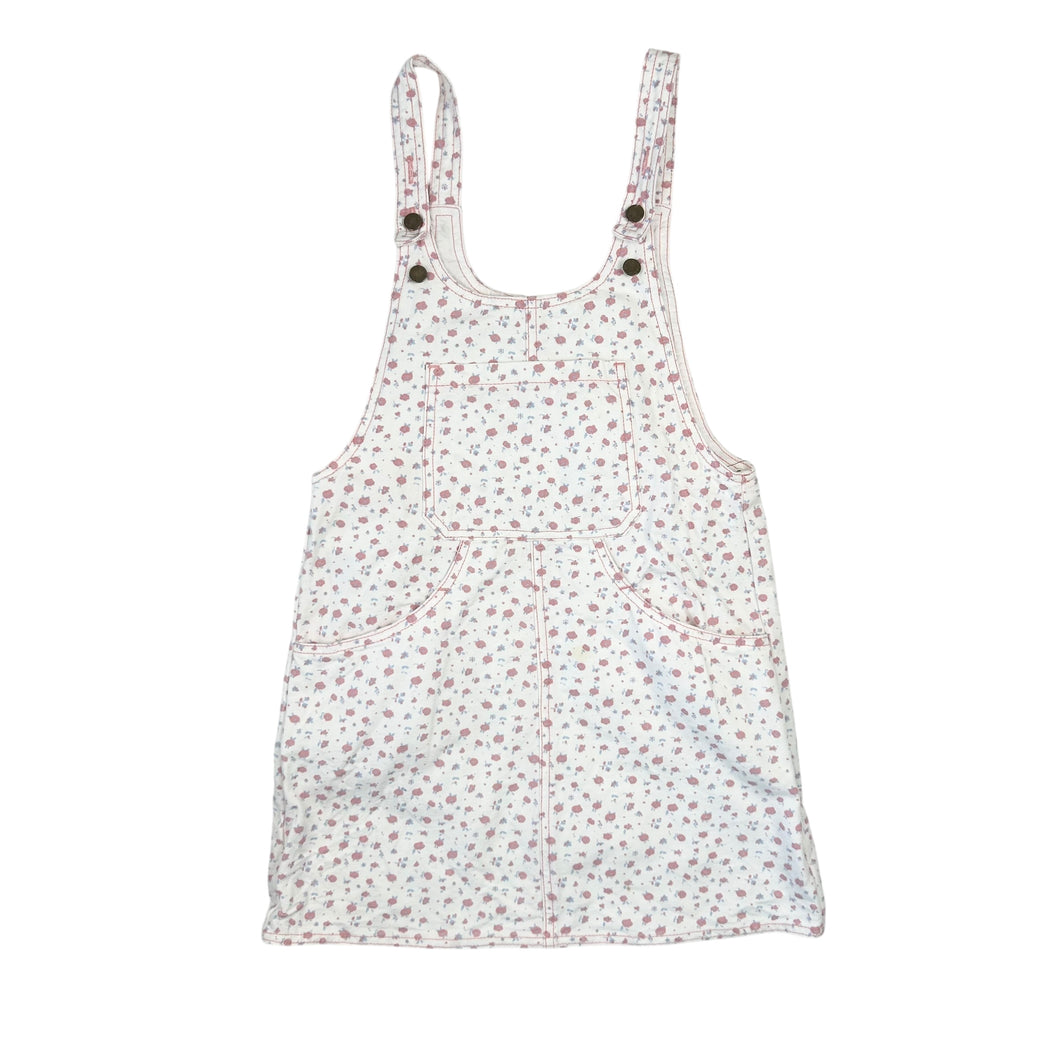 Robe style jumper en denim blanc à motif floral rose et lilas 8-9Y