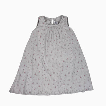 Robe grise fleurs avec smock 2Y