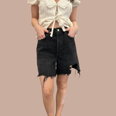 Short 'Stella' noir en denim de coton bio pour femmes 27US