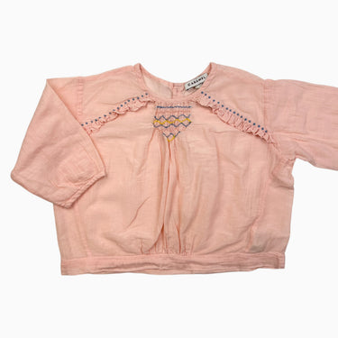 Blouse rose en coton léger avec smock 4Y fit 2-3Y
