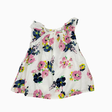 Robe blanche fleurie 6-12M