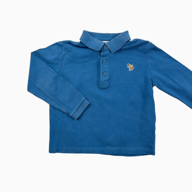 Chandail style polo bleu en coton piqué 6Y