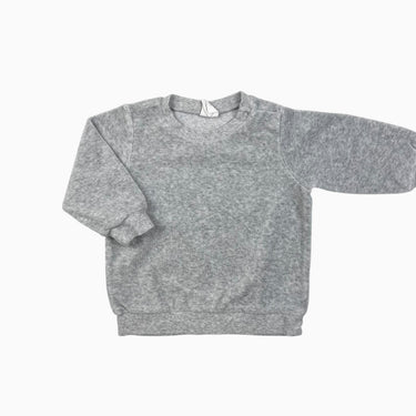 Pull gris en velours 4-6M