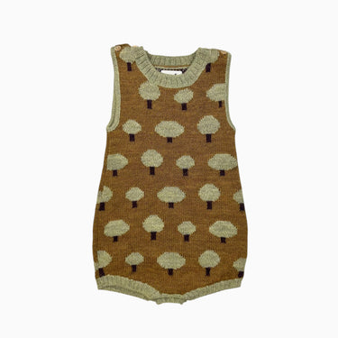 Barboteuse marron 'arbres' en tricot d'alpaga 18-24M