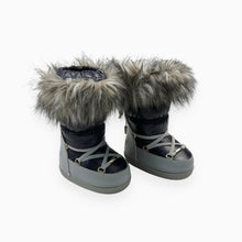 Charger l&#39;image dans la galerie, Bottes style moonboots marine et gris avec fourrure 23-25EU
