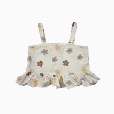 Camisole cropped vanille fleurie 4-5Y