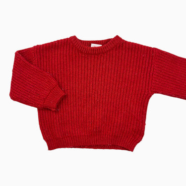 Pull rouge en tricot de laine et poly 1.5Y