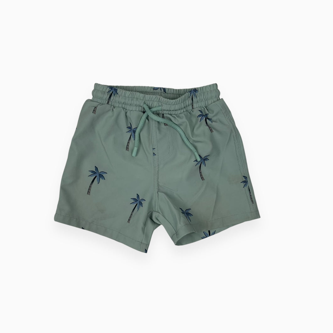 Maillot short menthe à motif palmiers avec filet intégré en poly recyclé 12-18M