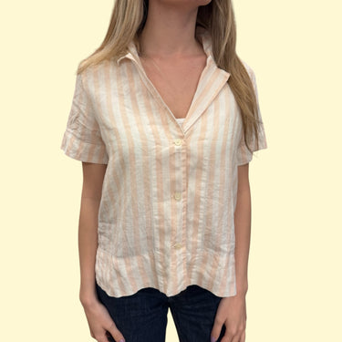 Chemise à rayures roses en lin pour femmes 00US