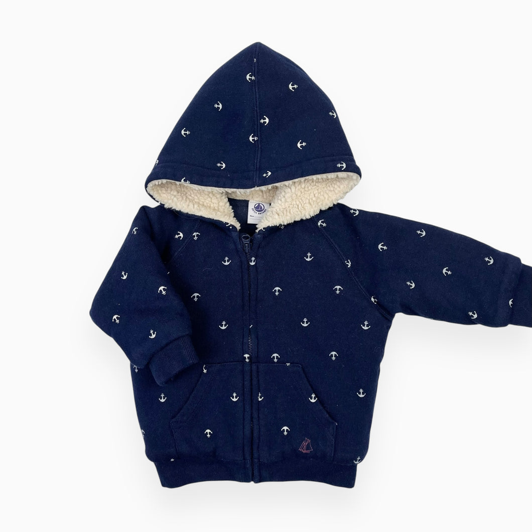 Veste marine style manteau doublé en polar motif ancres 6M