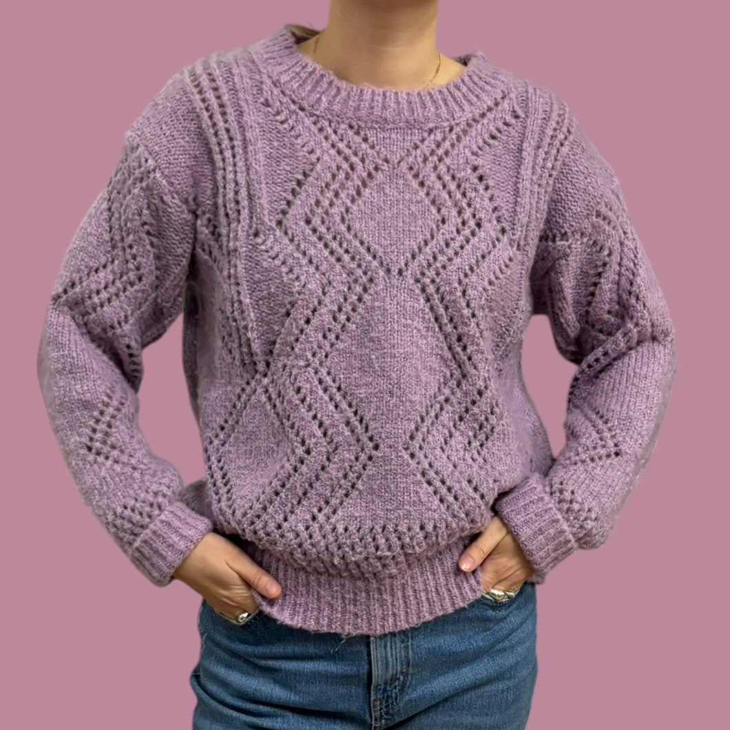 Pull lavande en polyamide et acrylique pour femmes L